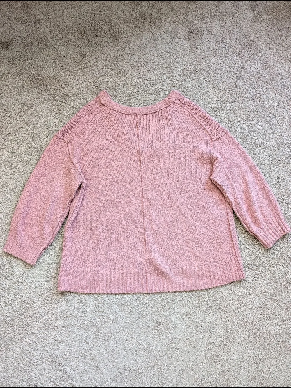 Free People Womens Alpine Rose Pink Brookside V-Neck Tunic Sweater Size Large